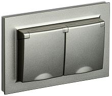 Розетка с заземлением IEK Brite РСбш12-3-44-БрШ 1-м. 2 мод. крышка шторки IP44 шампань картинка